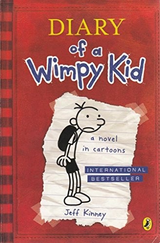 Diary of a Wimpy Kid book cover with Greg Heffley cartoon