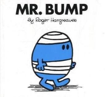 Mr Bump book cover showing the blue Mr Men character covered in bandages