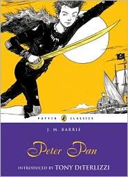 Peter Pan book cover showing boy flying over London