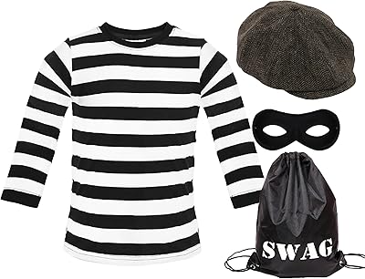Kids burglar costume set (stripy top and trousers) for Burglar Bill costume